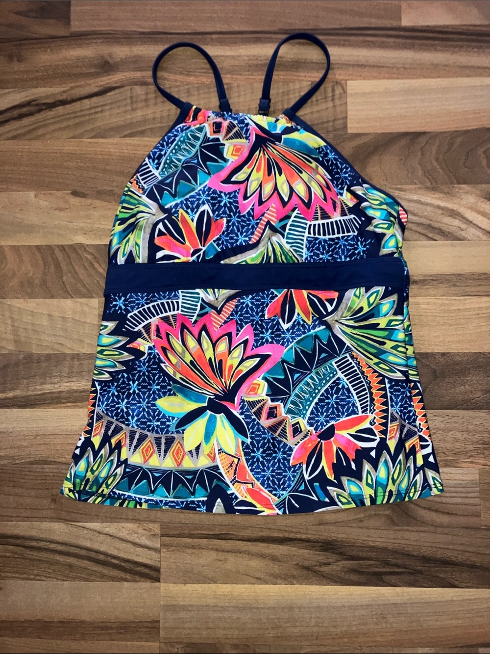 Title Nine women’s floral boho swim Tankini Top Sz M